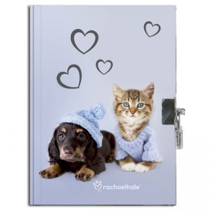 Pamiętnik z kłódką Paso pachnący A5/80 Pies i Kot Niebieski